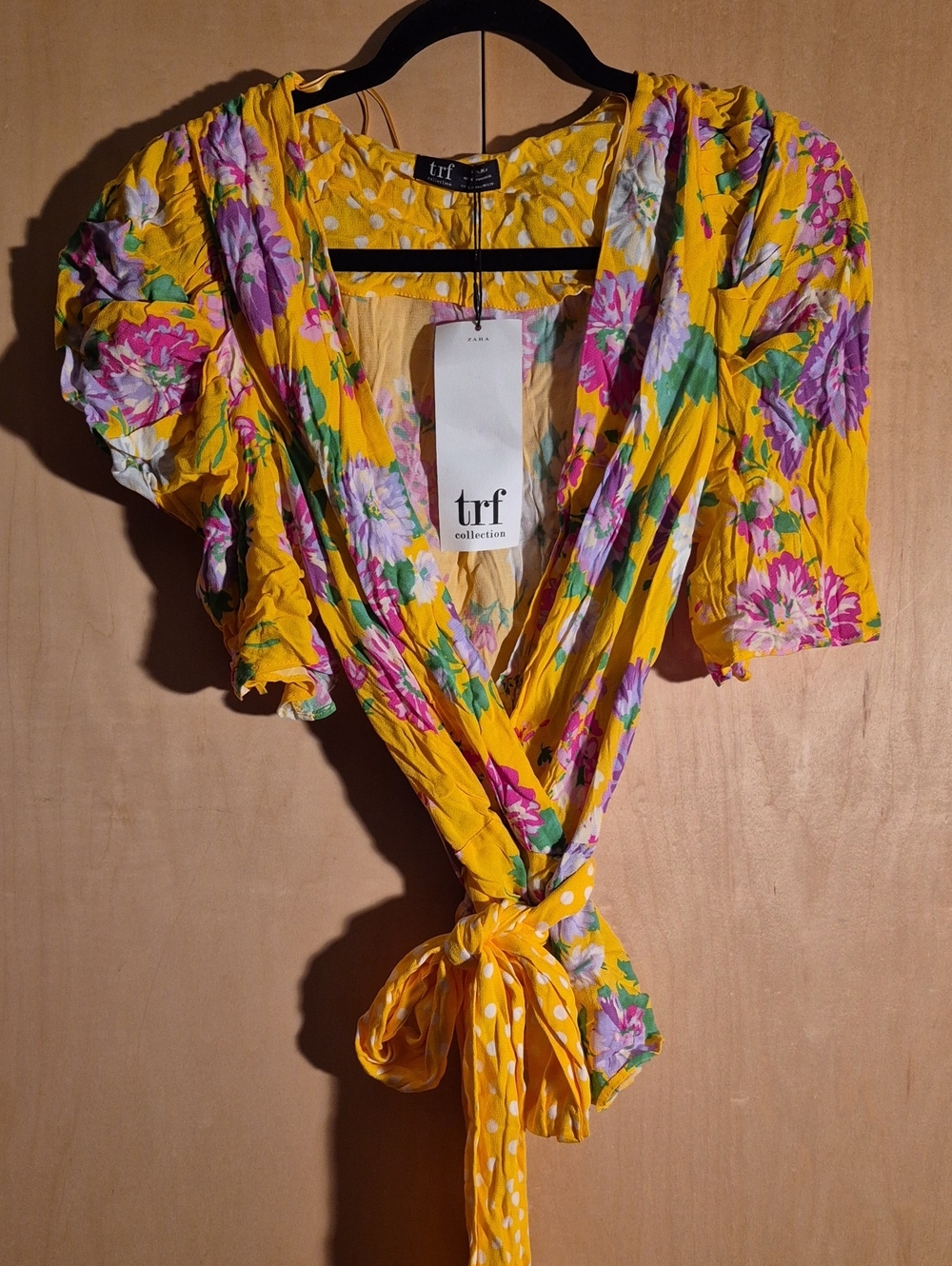 Zara Floral Peplem Top With Dot Sash